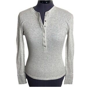 Vtg Y2K The Limited Henley Top Size S Ribbed Gray Bella Swan USA Rhinestone